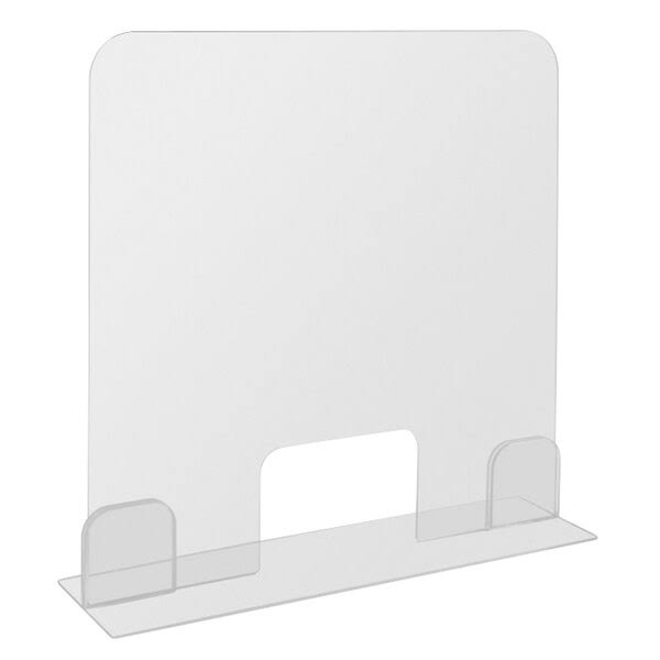 Freestanding Transparent Acrylic Safety Shield with Pass-Through Window X69958