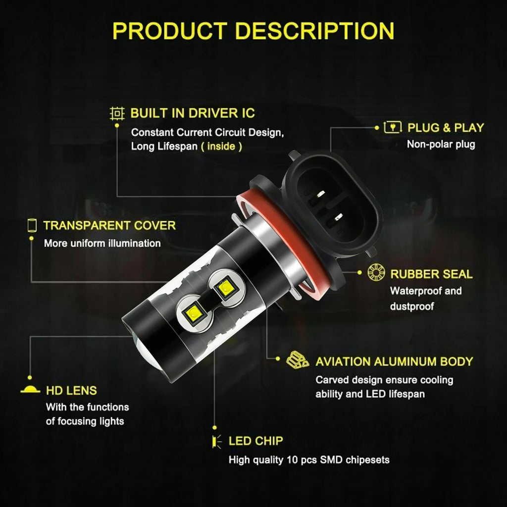 D3S H11 HID LED Fog Light Bulbs 6000K R68573