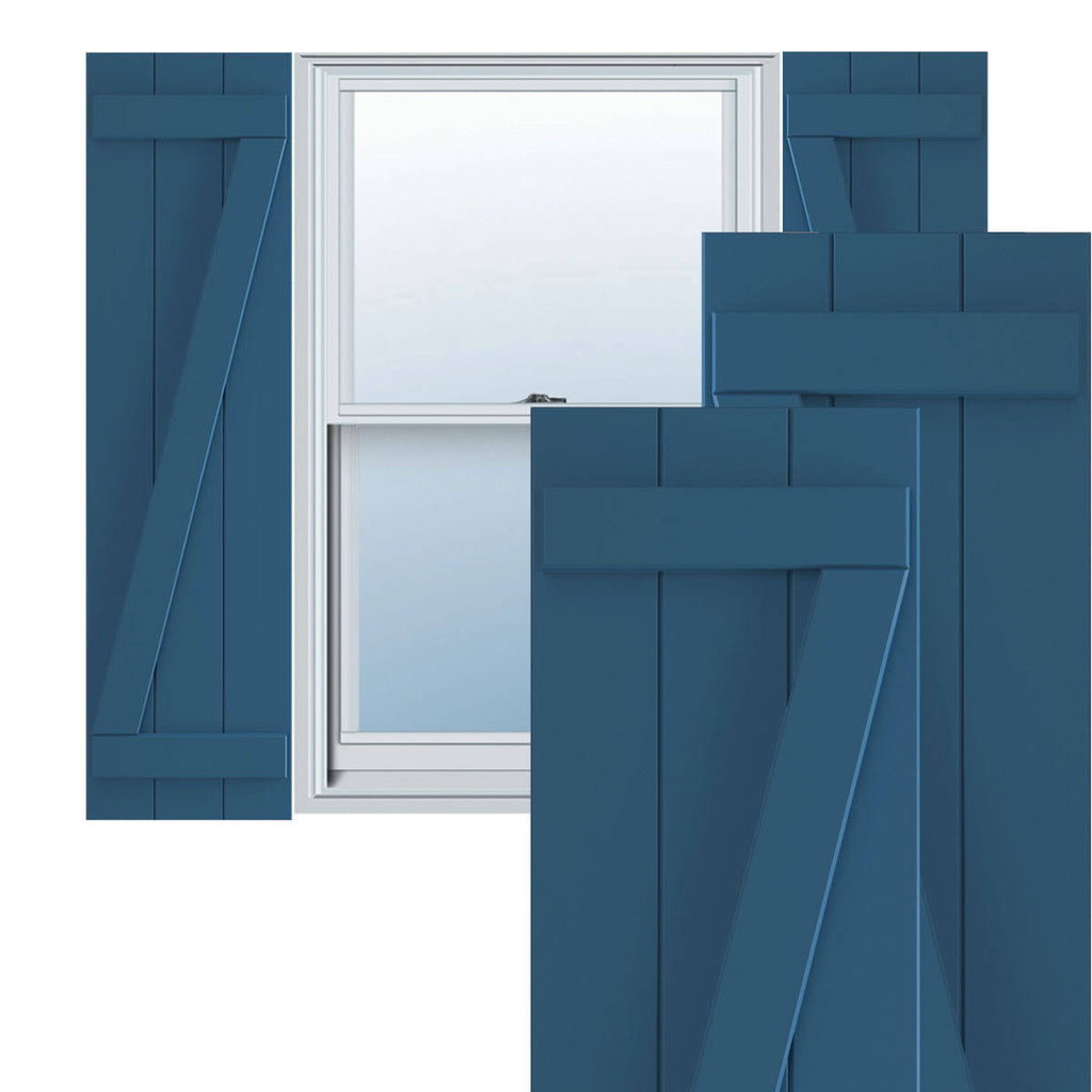16 1/8x22W x 41x22H PVC Three Board Joined Board-n-Batten Shutters A685