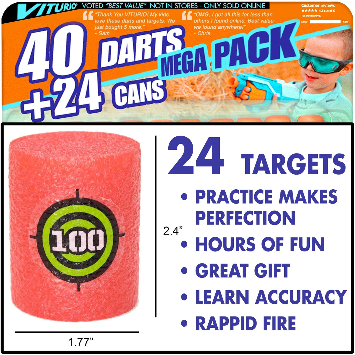 64pc Soft Foam Targets and 40 Soft Darts N289459