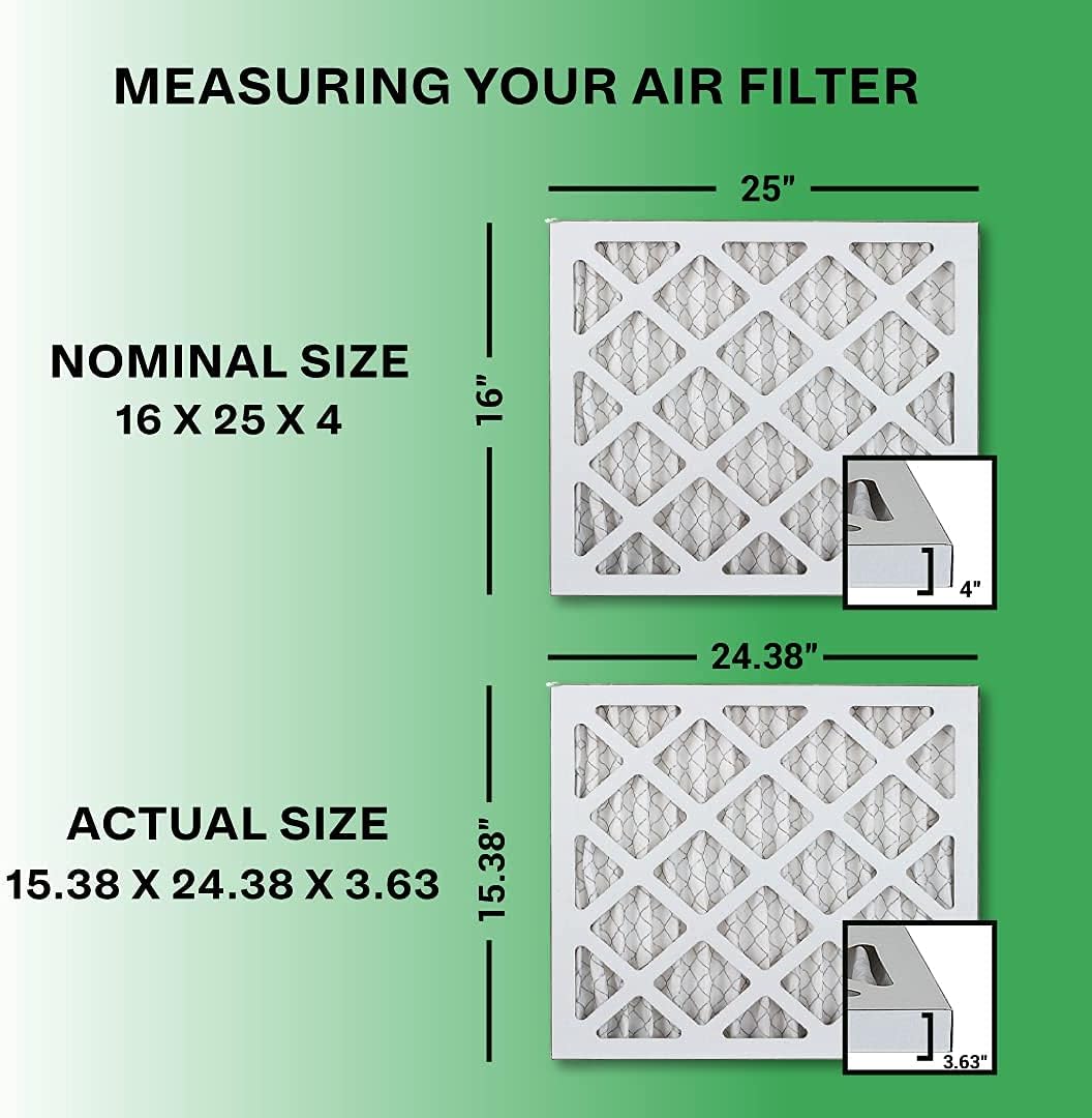 16x25x4 MERV 8 Pleated Air Filter (4-Pack) Y6195