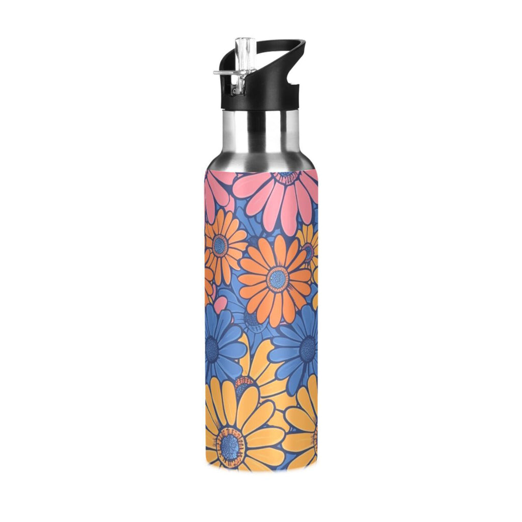 Blue and Pink Insulated Stainless Steel Water Bottle with Straw Lid, 20 oz F28659