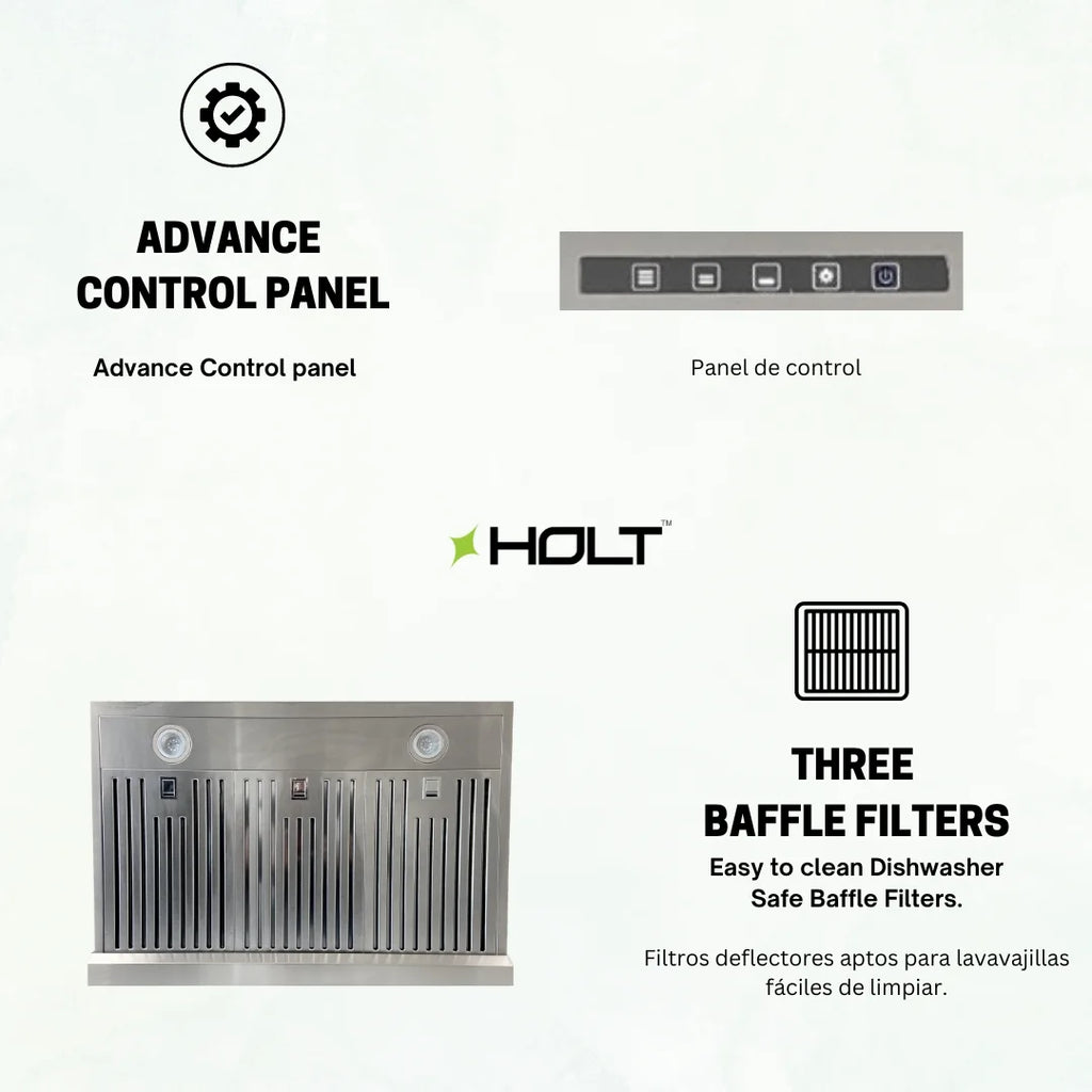 Stainless Steel 30 inch Under Cabinet Range Hood Fan with 3 Speed Soft Touch Control Panel W567