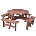 Wood 8 Seat Picnic Table and Bench Set G78603