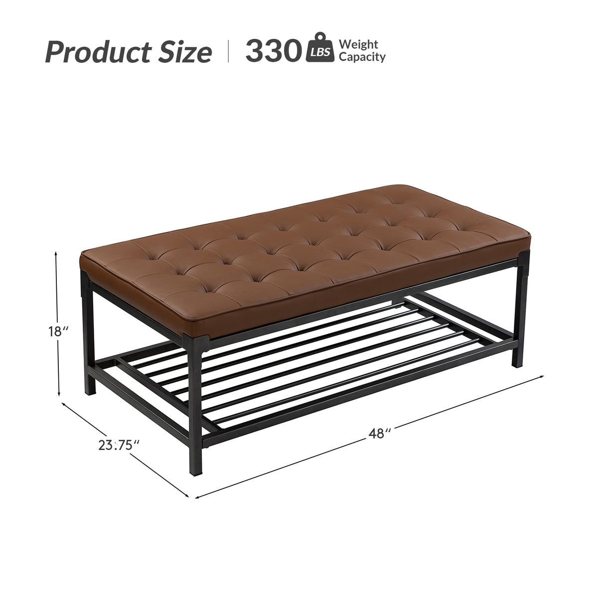 Camel Leather Storage Ottoman Coffee Table D617983