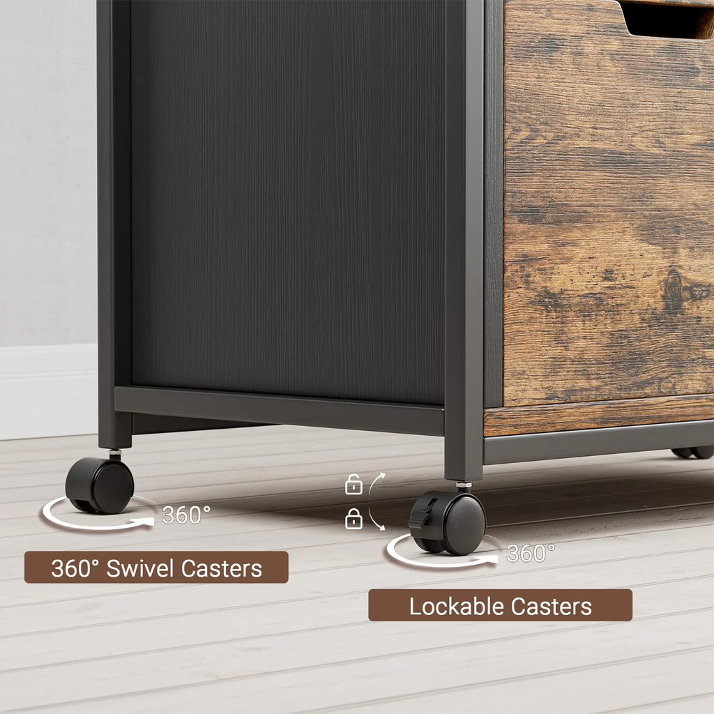 Rolling Wooden File Cabinet with 3 Drawers Y730484