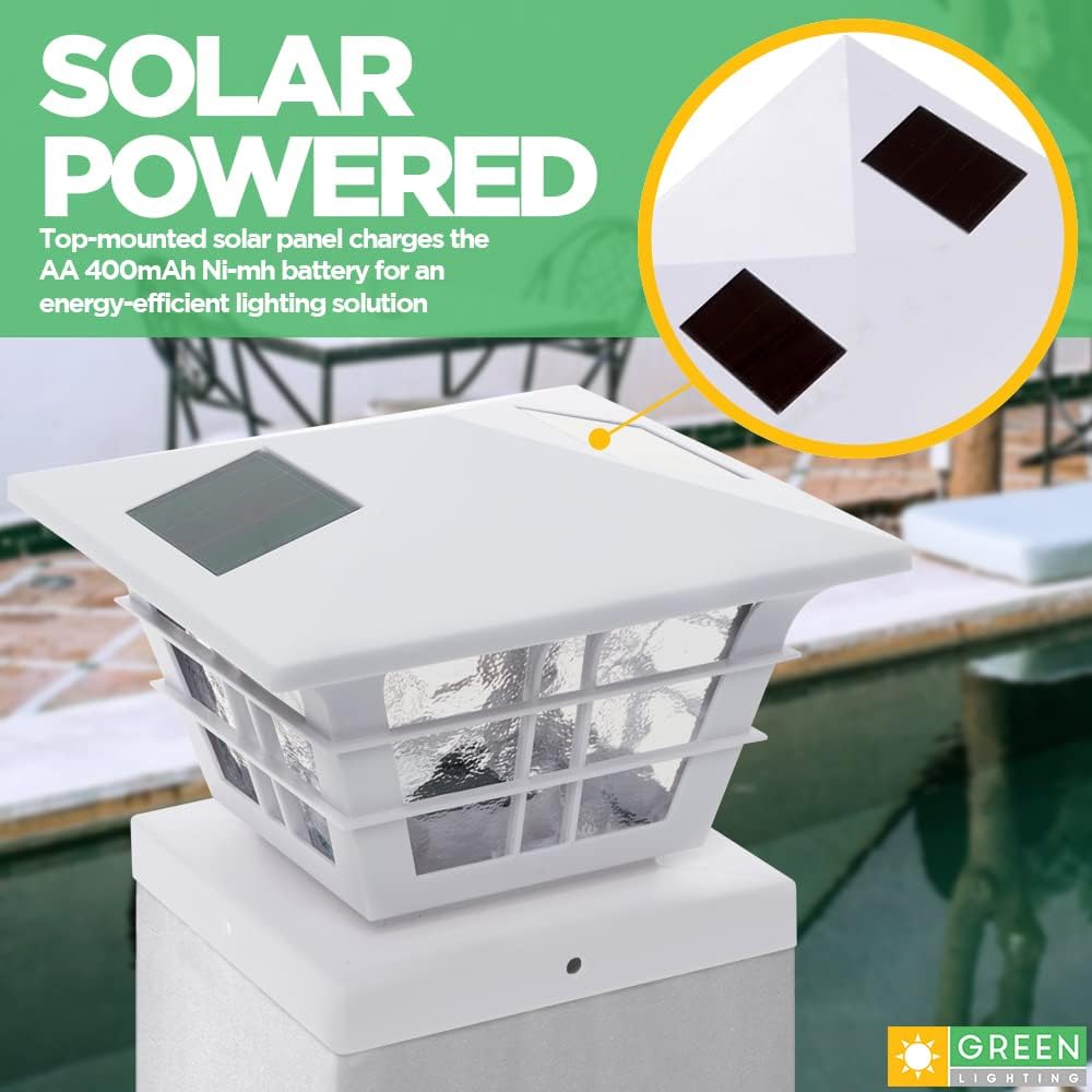 White 4 Pack Solar Powered Post Cap Light with 4x4 Base Adapter M4146