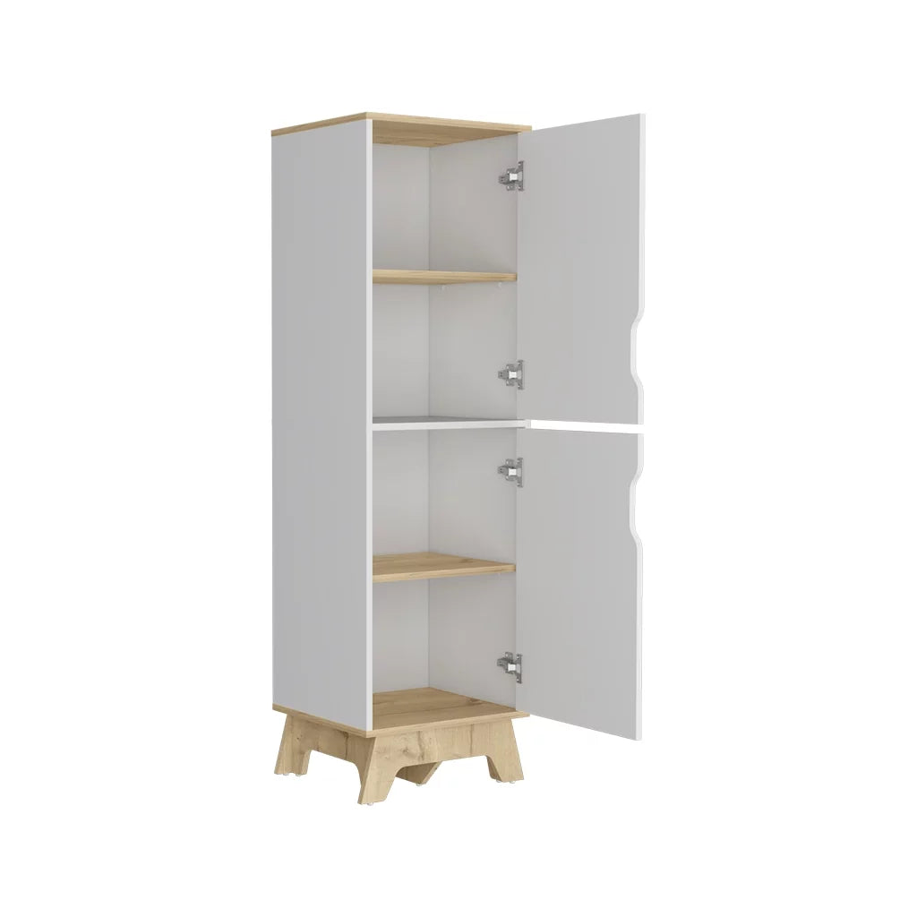 Light Oak White Four Shelves Two Doors Kitchen Pantry X3633