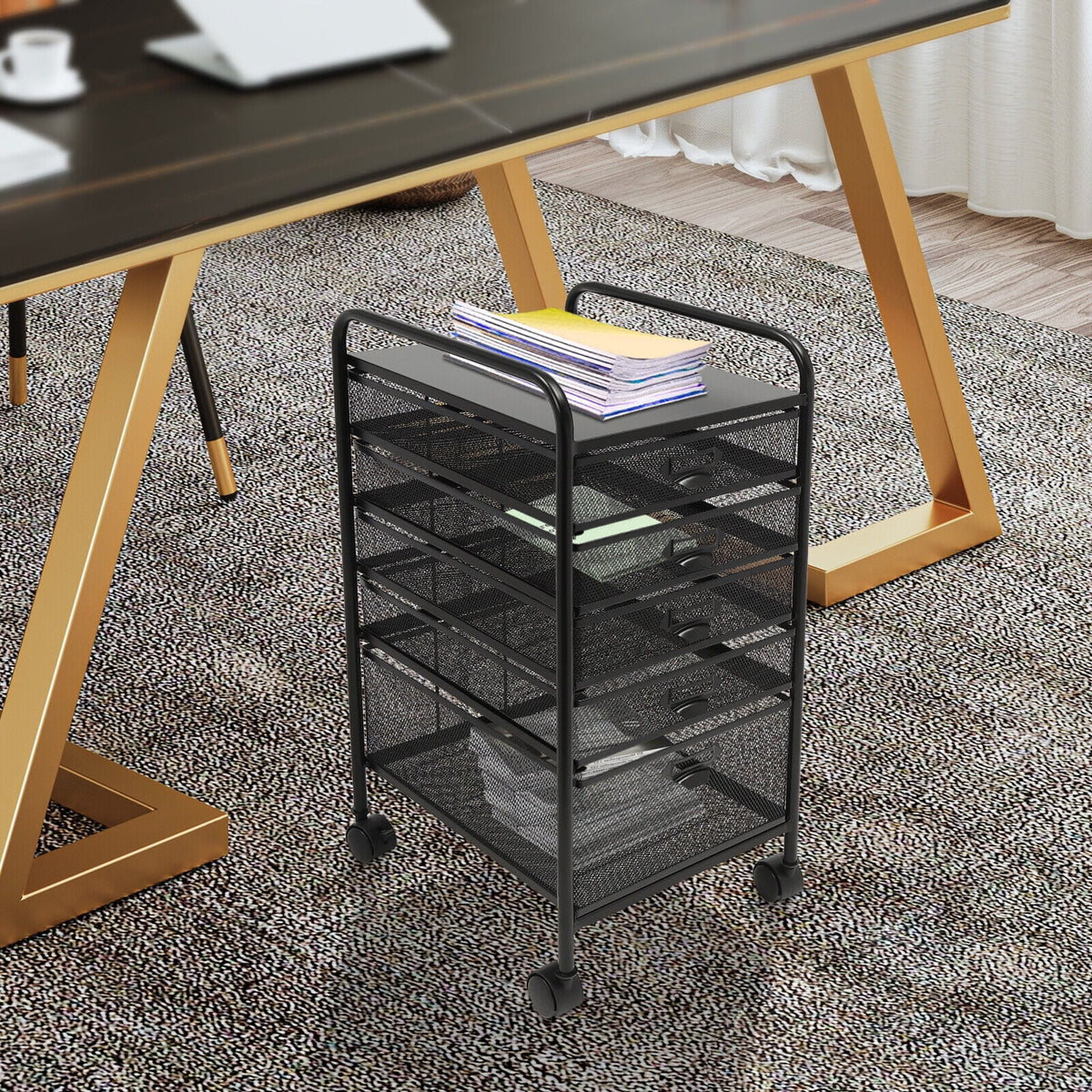 5 Drawer Black File Cabinet S893339