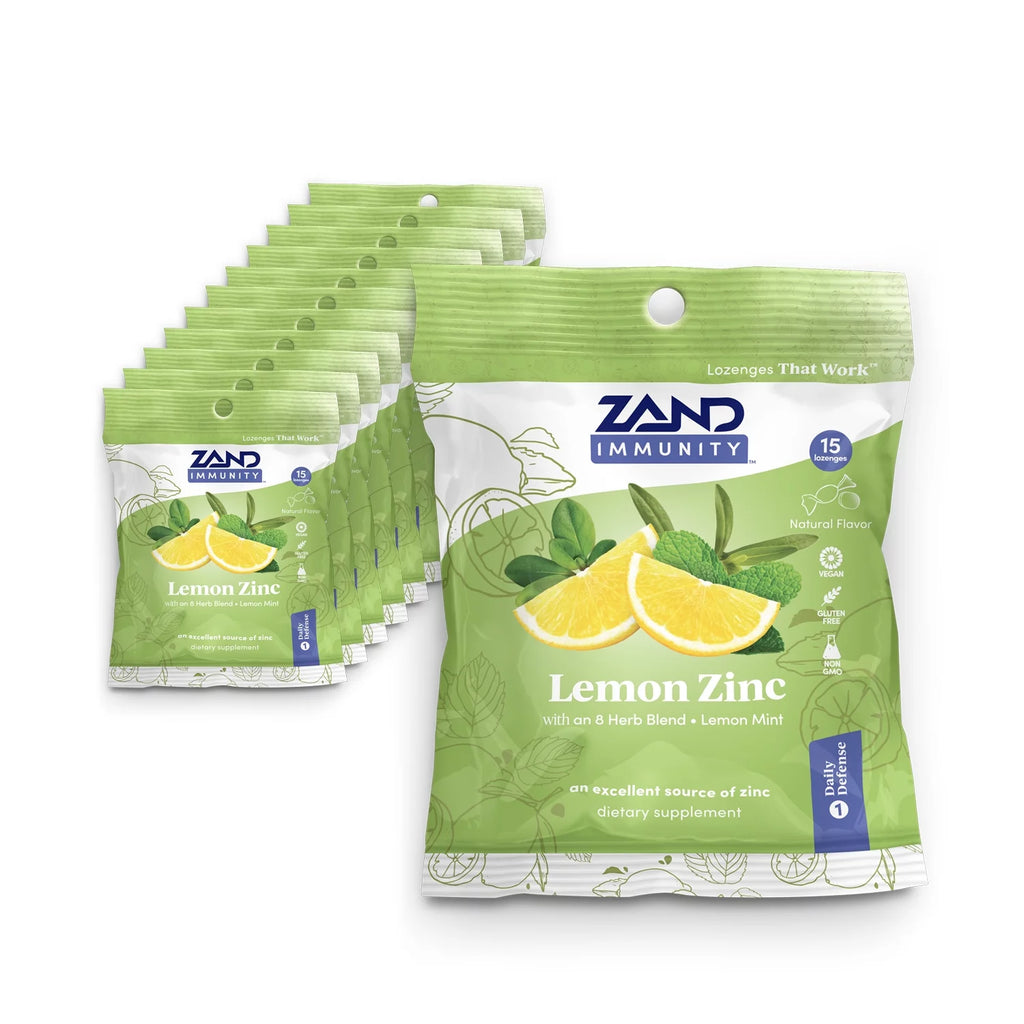 Lemon Zinc HerbaLozenge Throat Drops 12 Bags 15 Lozenges P6140