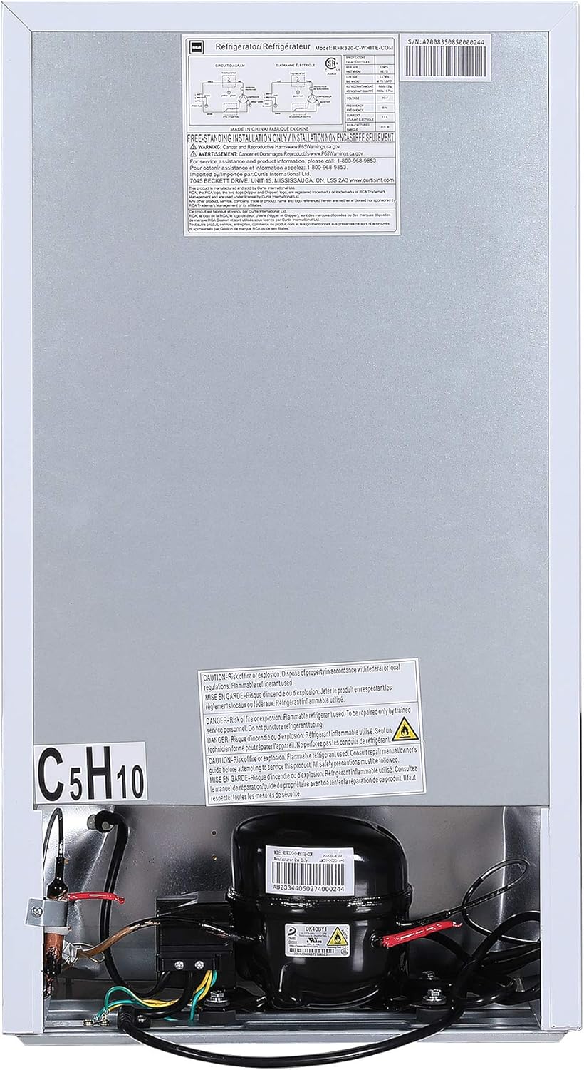 3.2 Cu Ft Single Door Mini Fridge with Freezer, Platinum L54628