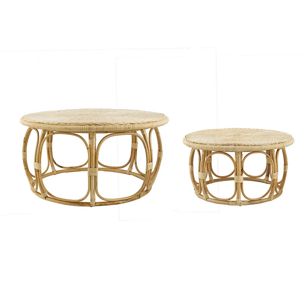 32, 40 Inch Handwoven Rattan Coffee Table Set of 2 S1221