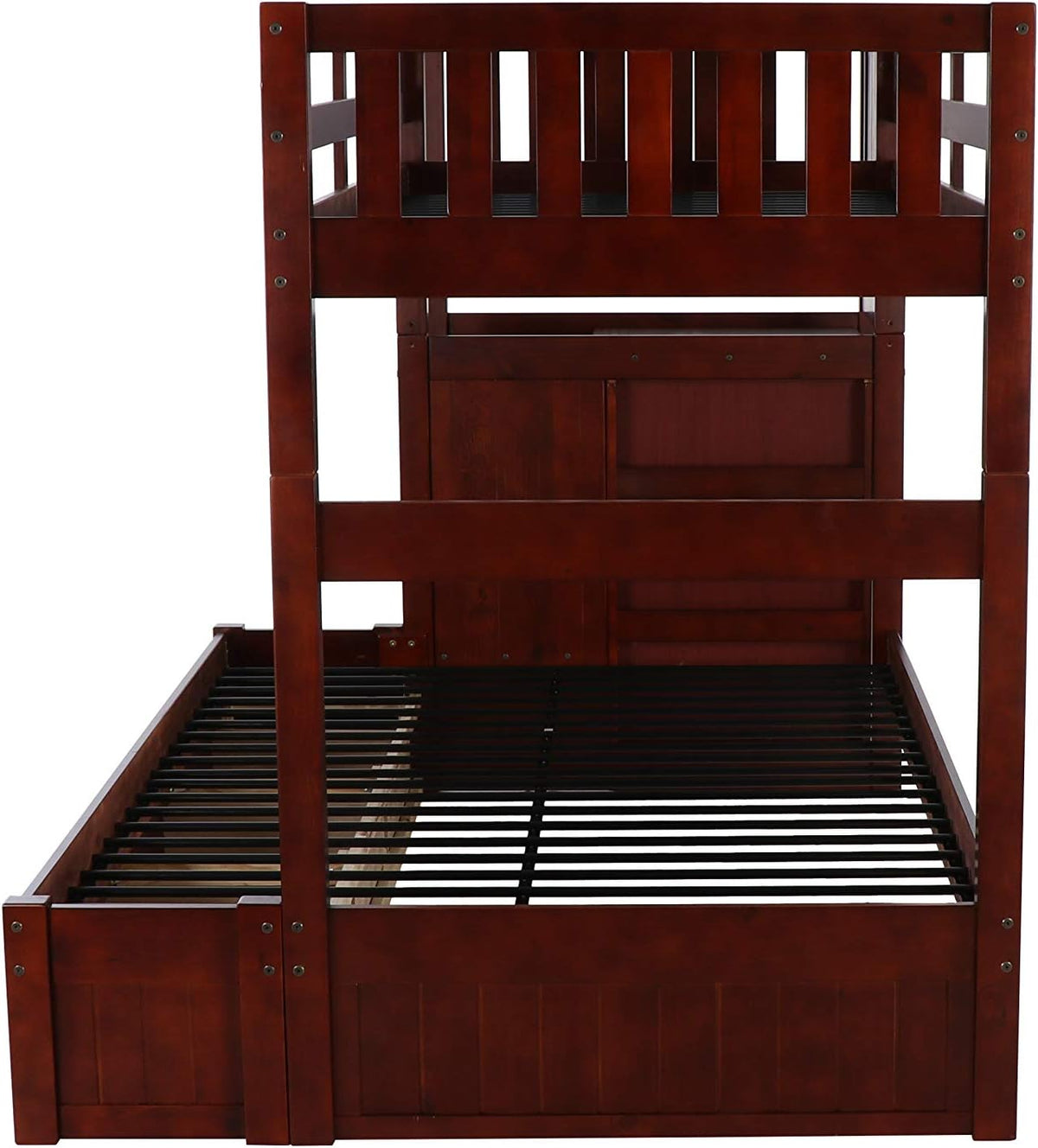 Twin Over Full Staircase Bunk Bed with 3 Drawers in Merlot Finish R724799