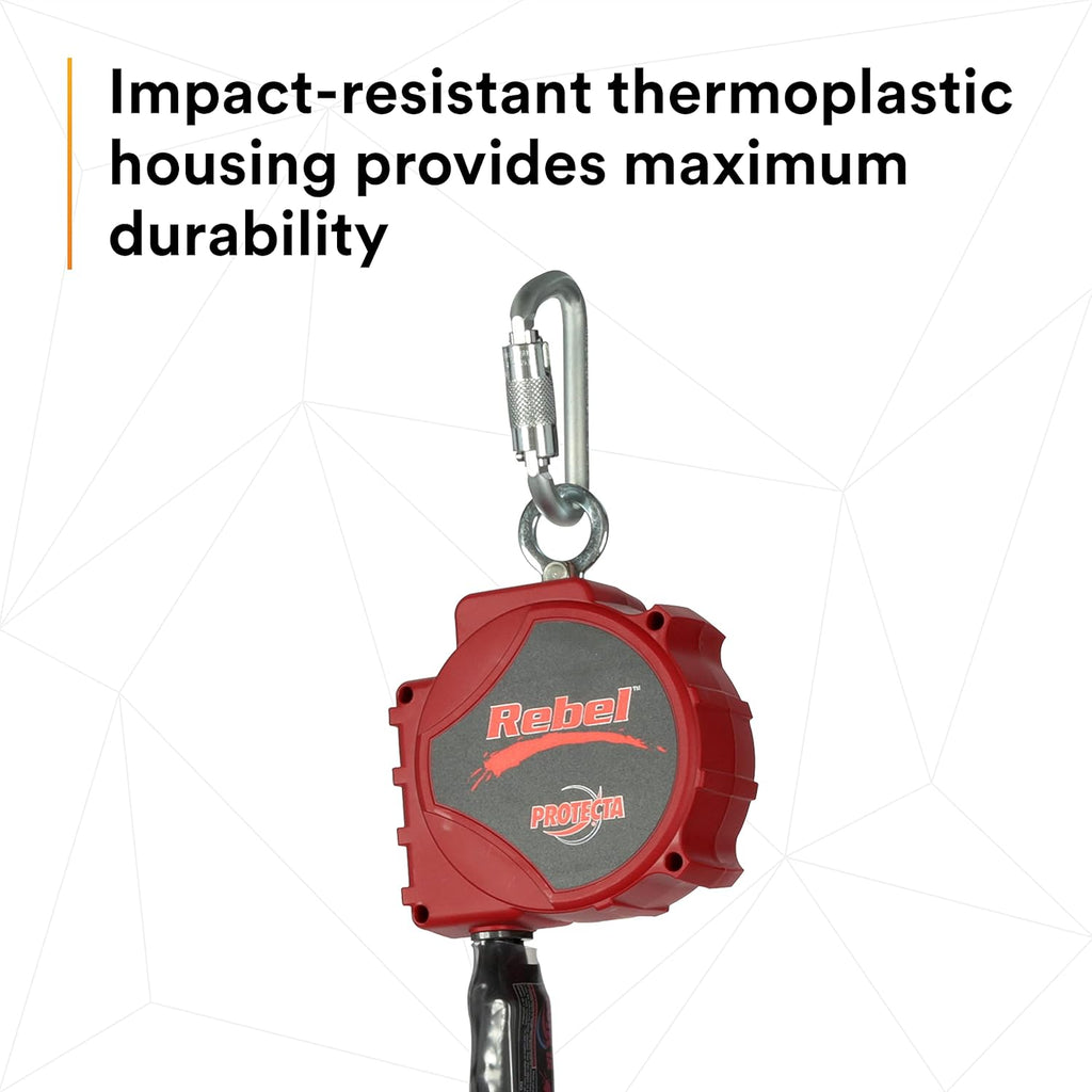 20' Single Leg Self-Retracting Polyester Web Lifeline with Steel Snap Hook L3005