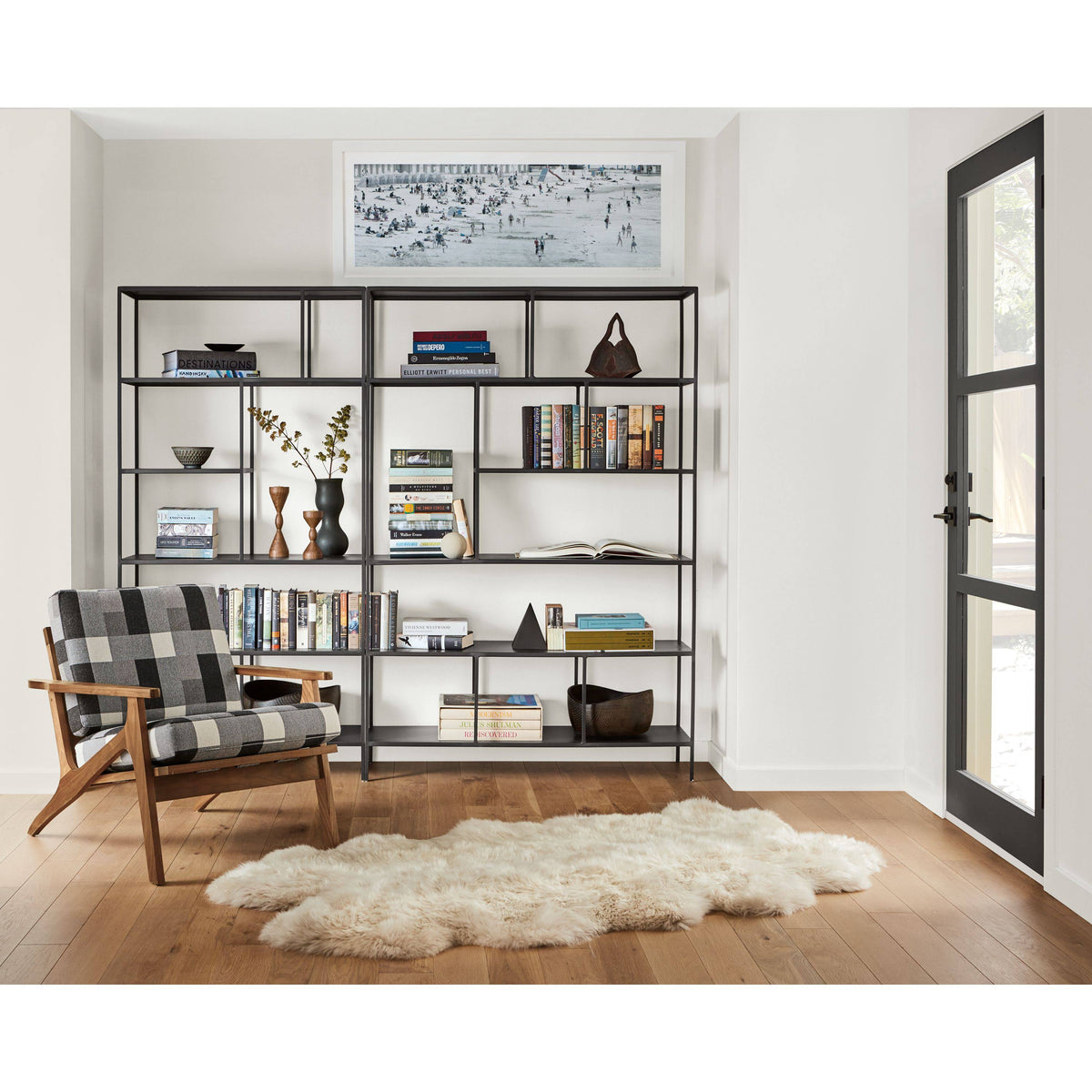 Modern Foshay Bookcase in Recycled Natural Steel Black I825518