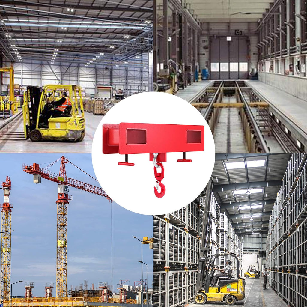 Forklift Lifting Hook, 4400lbs Capacity, Red, with Swivel Hook and Two Large T-Screws I313872