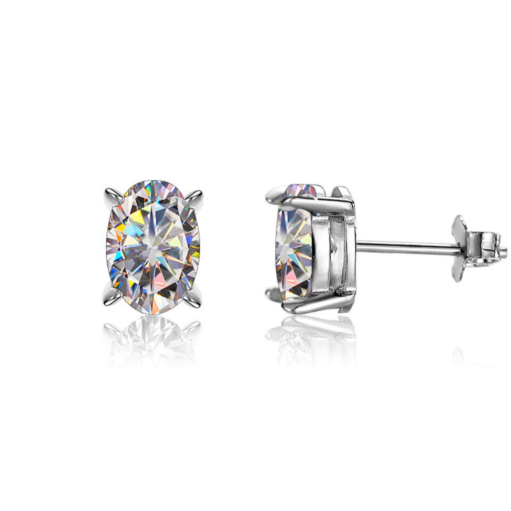 Oval Cut Moissanite Stud Earrings, 925 Sterling Silver, D Color VVS1 Clarity, 2ct U709937