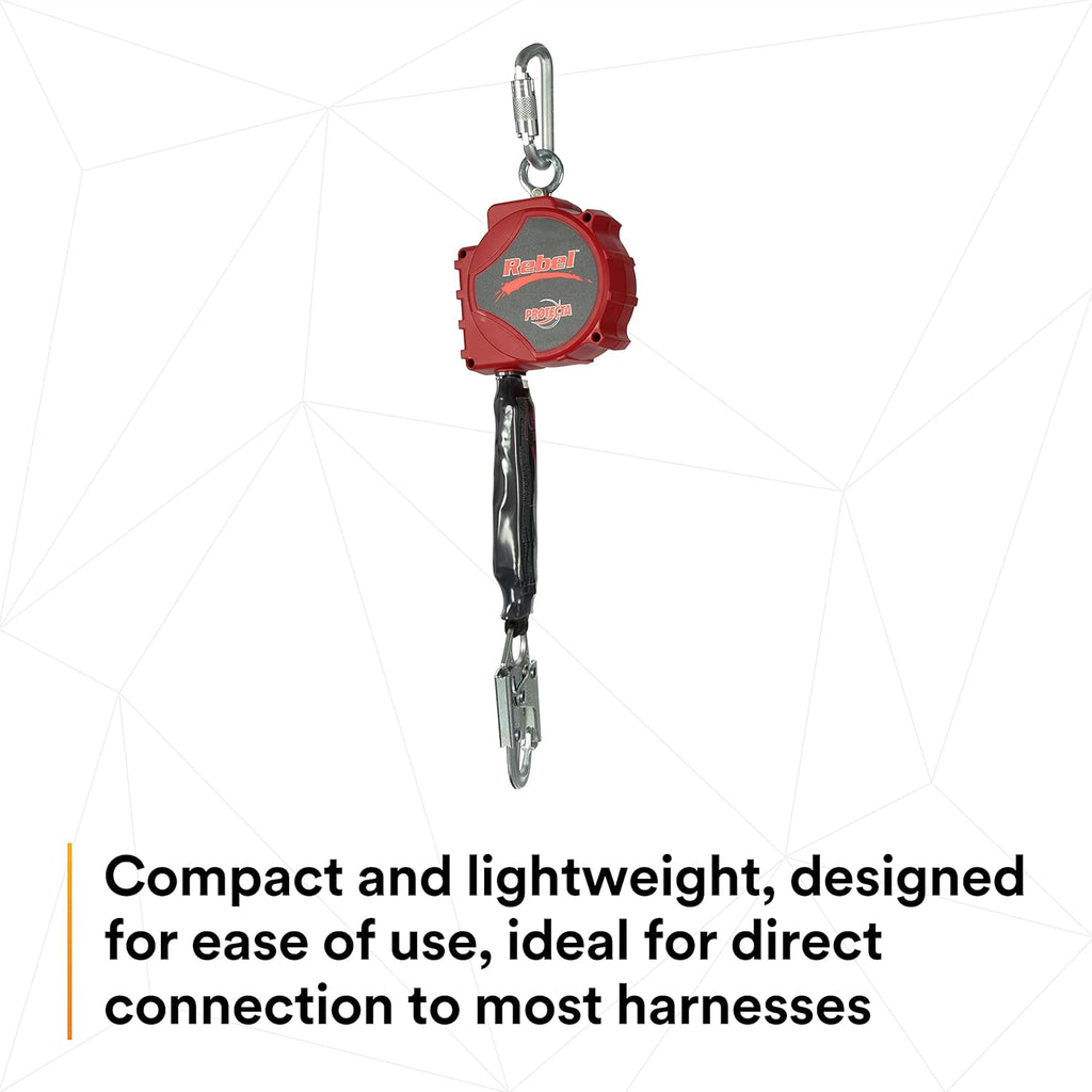 20' Single Leg Self-Retracting Polyester Web Lifeline with Steel Snap Hook L3005