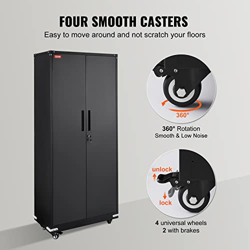 Black Metal Storage Cabinet with 4 Adjustable Shelves M896072