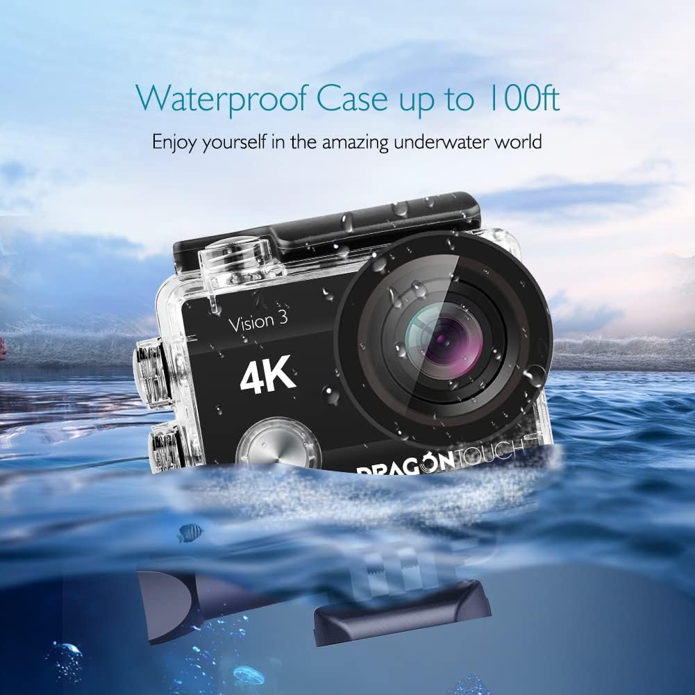 4K Action Camera 16MP Waterproof Camera 170° Wide Angle WiFi Sports Cam with Remote 2 Batteries and Mounting Accessories Kit Pack of 2 N339