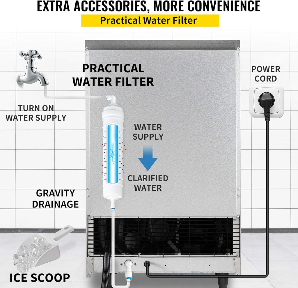 110V Commercial Ice Maker with 33LBS Bin, Stainless Steel G3249
