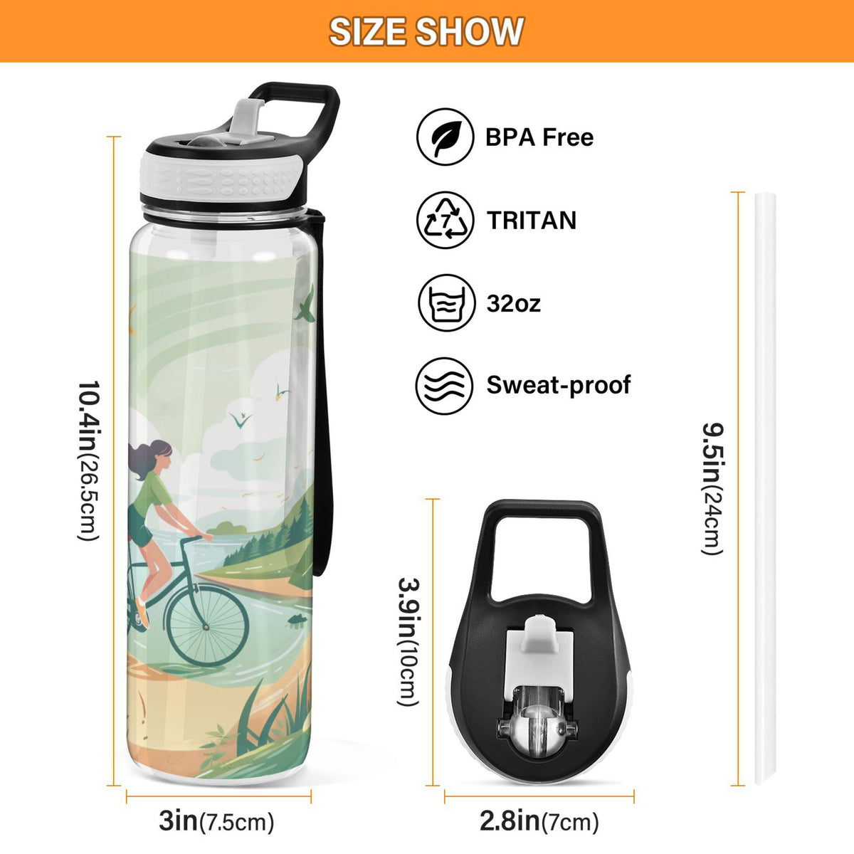 32oz Tritan Sports Water Bottle with Straw N3154