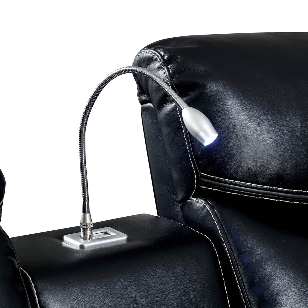 2-Piece Power Recliner Sofa and Loveseat Set in Black Faux Leather K4823