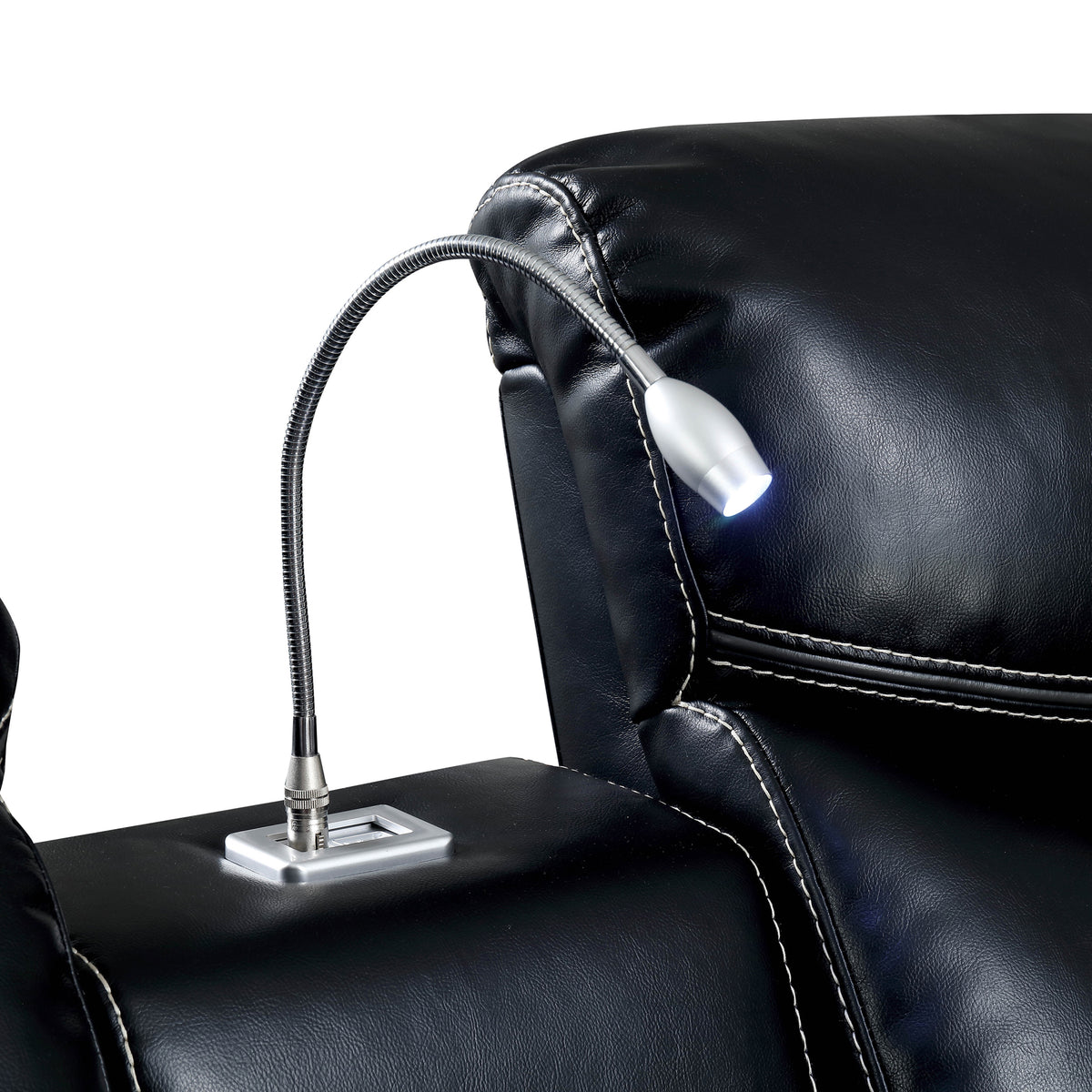 2-Piece Power Recliner Sofa and Loveseat Set in Black Faux Leather K4823