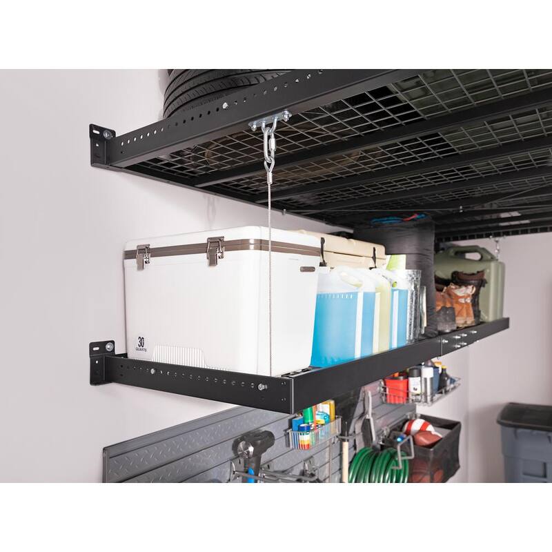 2 ft. x 8 ft. Black Garage Wall Shelving 2-Pack P34859