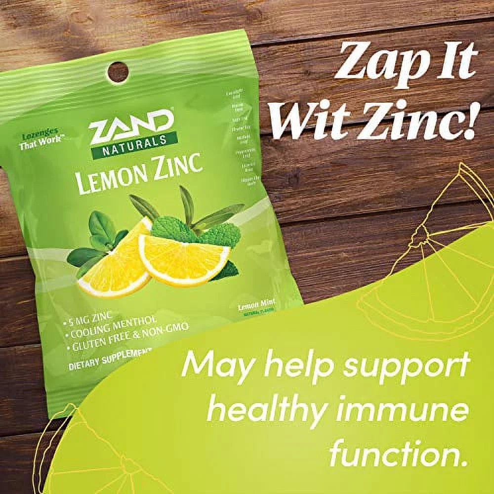 Lemon Zinc HerbaLozenge Throat Drops 12 Bags 15 Lozenges P6140