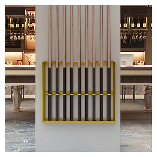 Wall Mount Metal Pool Cue Rack with Double Layer U-Shaped Slots C136058