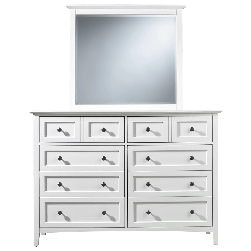 White Mahogany Dresser & Mirror I3890