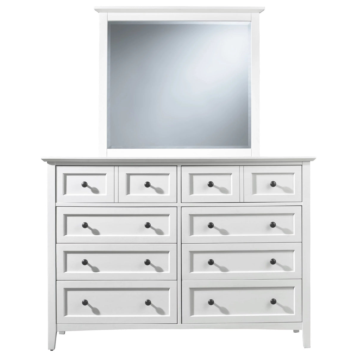 White Mahogany Dresser & Mirror I3890