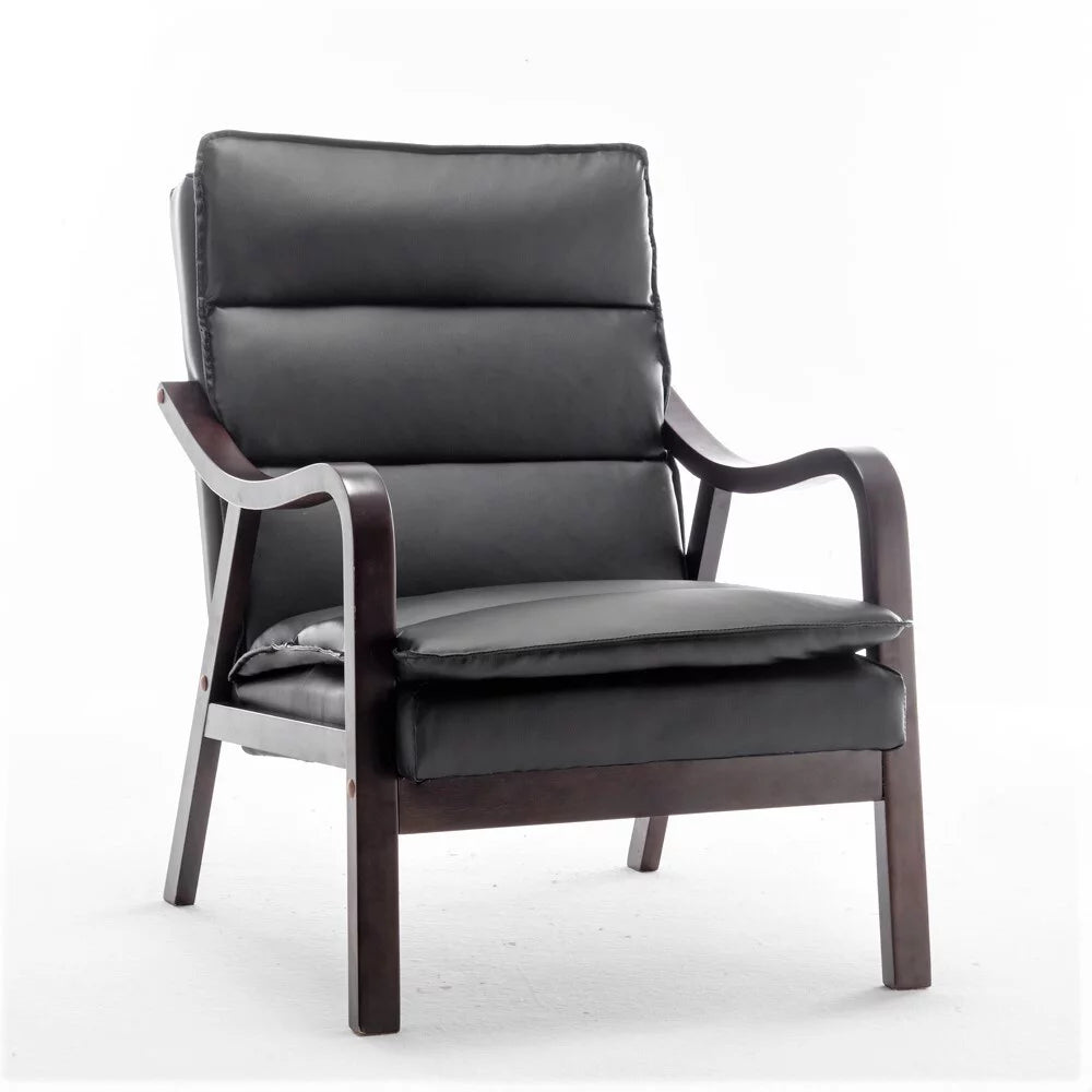 24.8" Wide Mid-Century Modern Faux Leather Armchair N44636