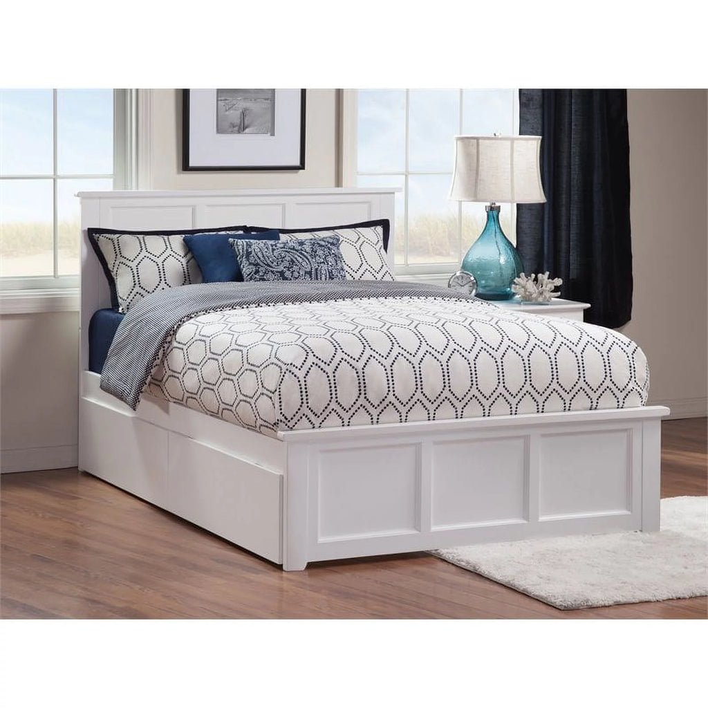 White Hardwood Storage Platform Bed U5732