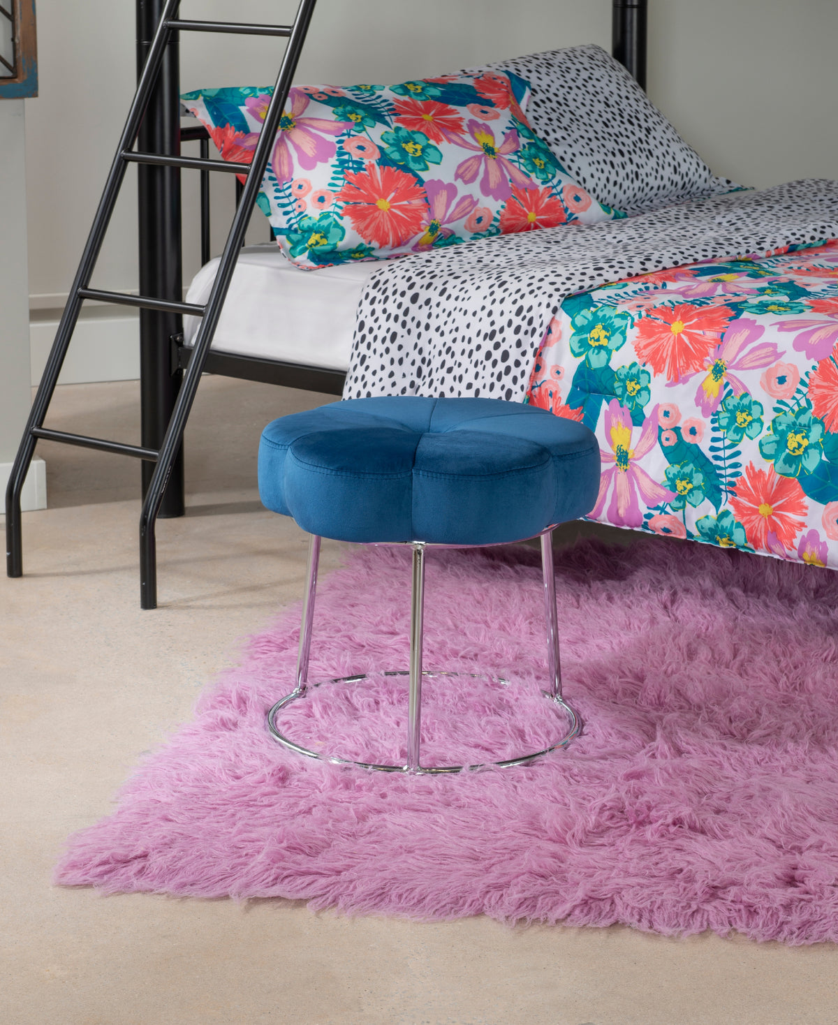 Navy Velvet Vanity Stool or Ottoman C75201