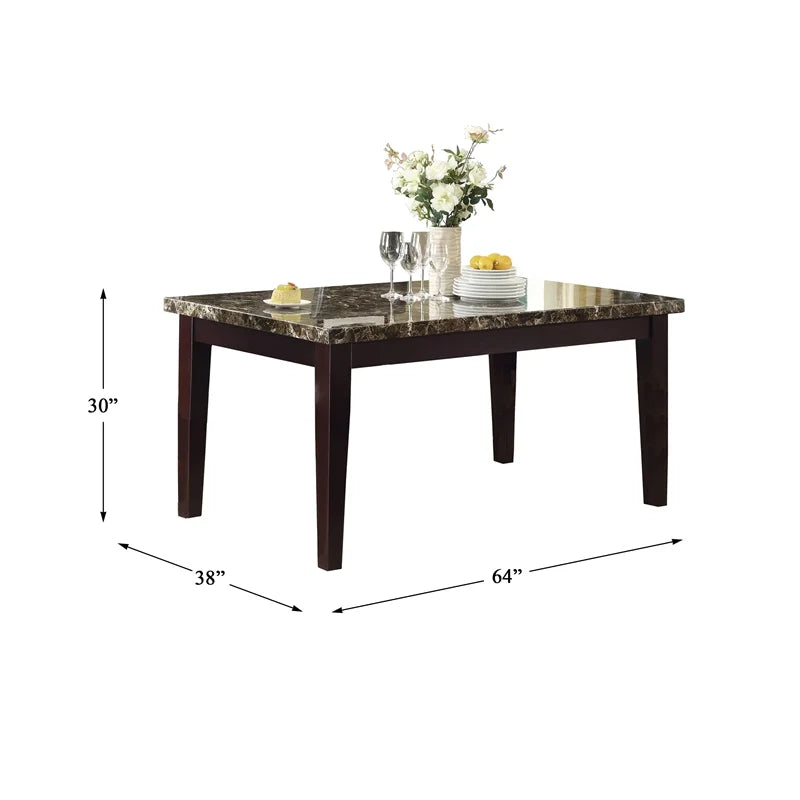 Espresso Faux Marble and Wood Dining Table M40481