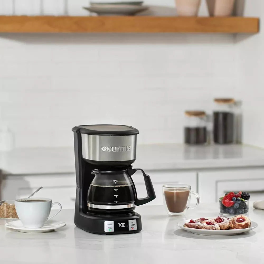 5 Cup Programmable Drip Coffee Maker Black R158