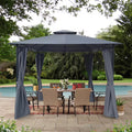 Gray Outdoor Patio Gazebo Tent With Curtains N772429