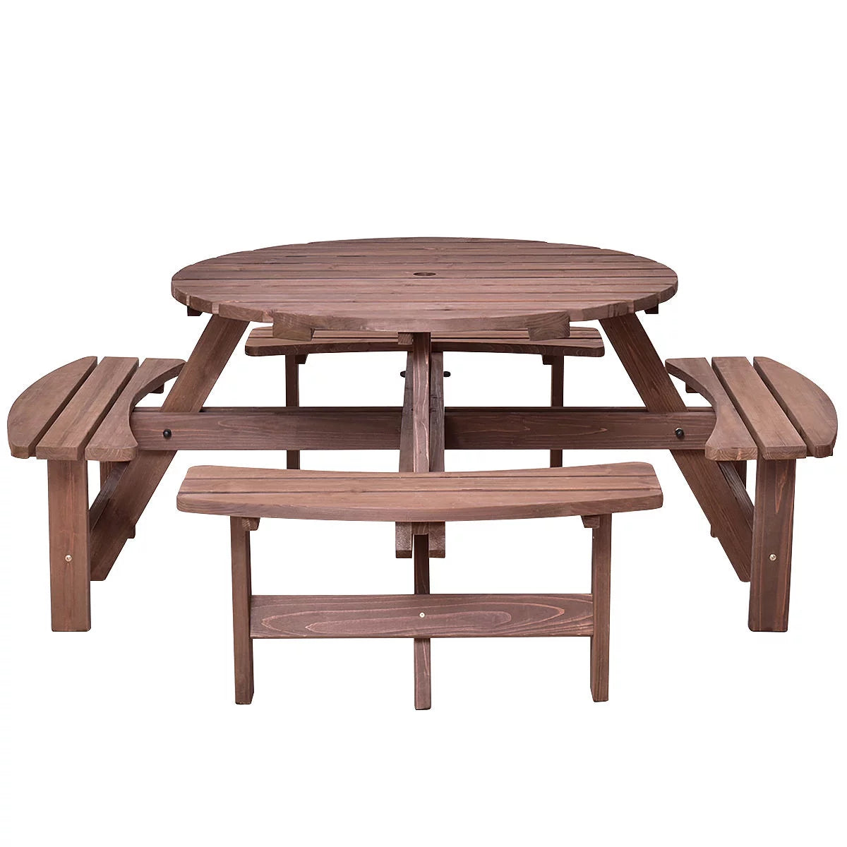 Wood 8 Seat Picnic Table and Bench Set G78603