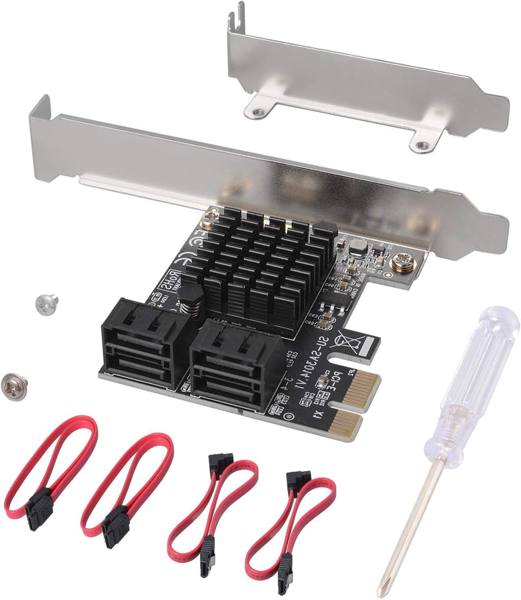 SATA Card 4 Port PCI Express Controller with Low Profile Bracket I26196