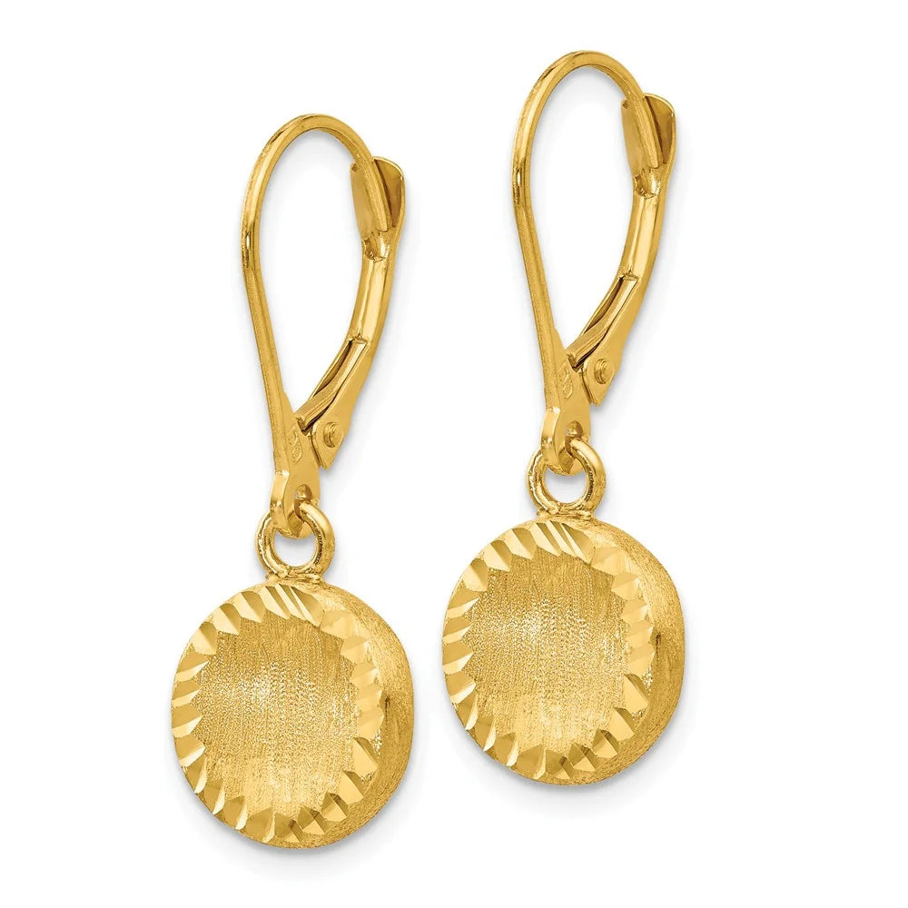 14kt Yellow Gold Diamond-cut Circle Leverback Earrings F58564