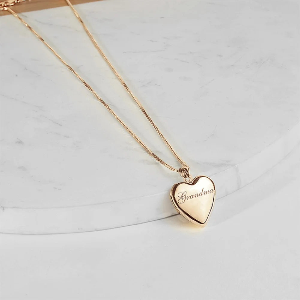 Solid 14K Yellow Gold Sweetheart Locket Necklace Pendants S210