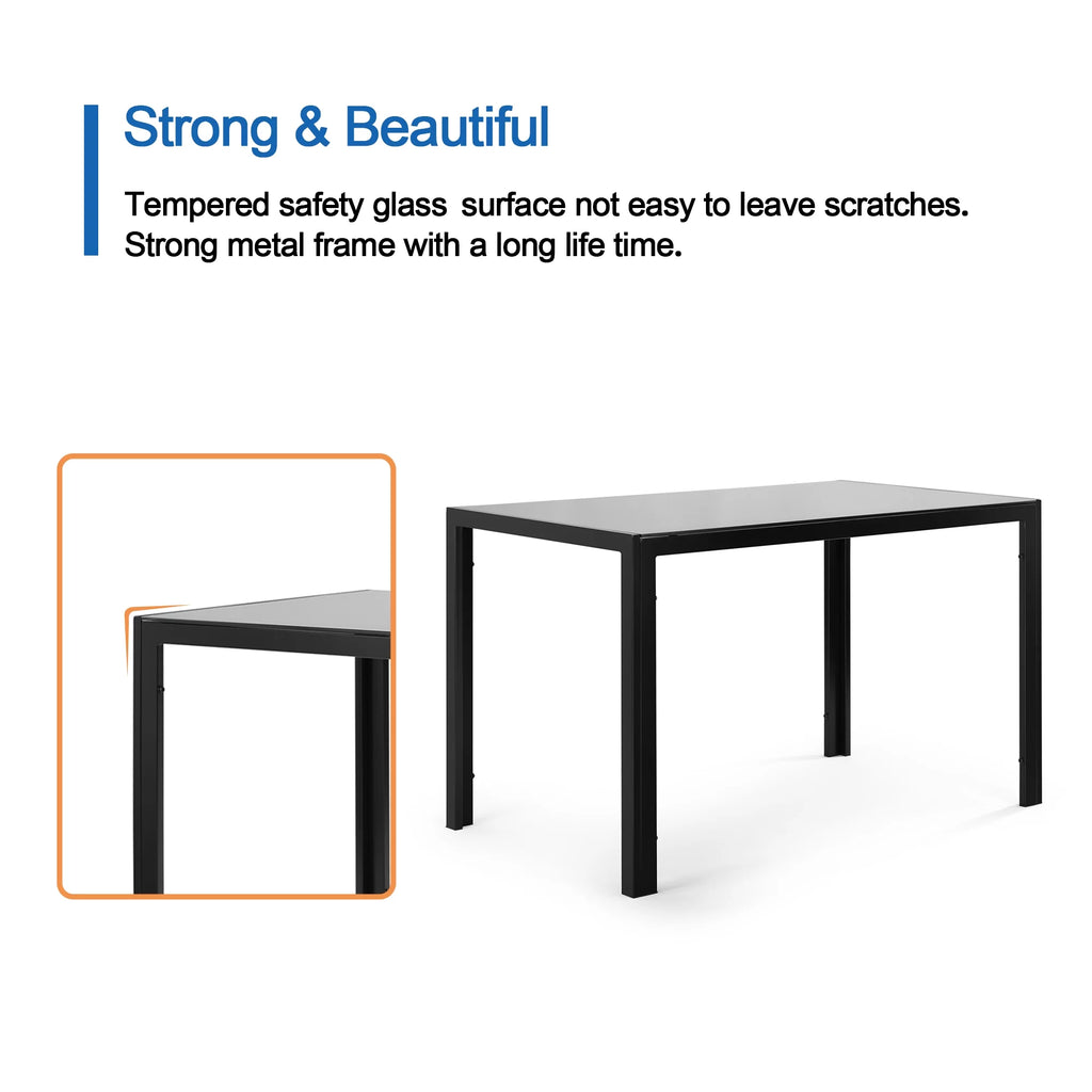 Black Tempered Glass-topped Dining Table I7081