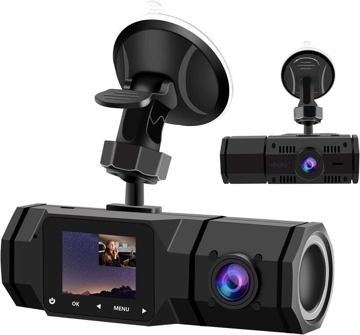 Dual Dash Cam FHD 1080P Front and Interior IR Night Vision Pack of 2 U496