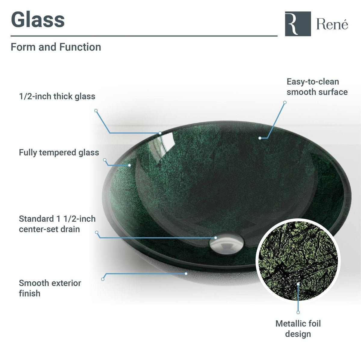 Forest Green Glass Bathroom Sink with Faucet L700138