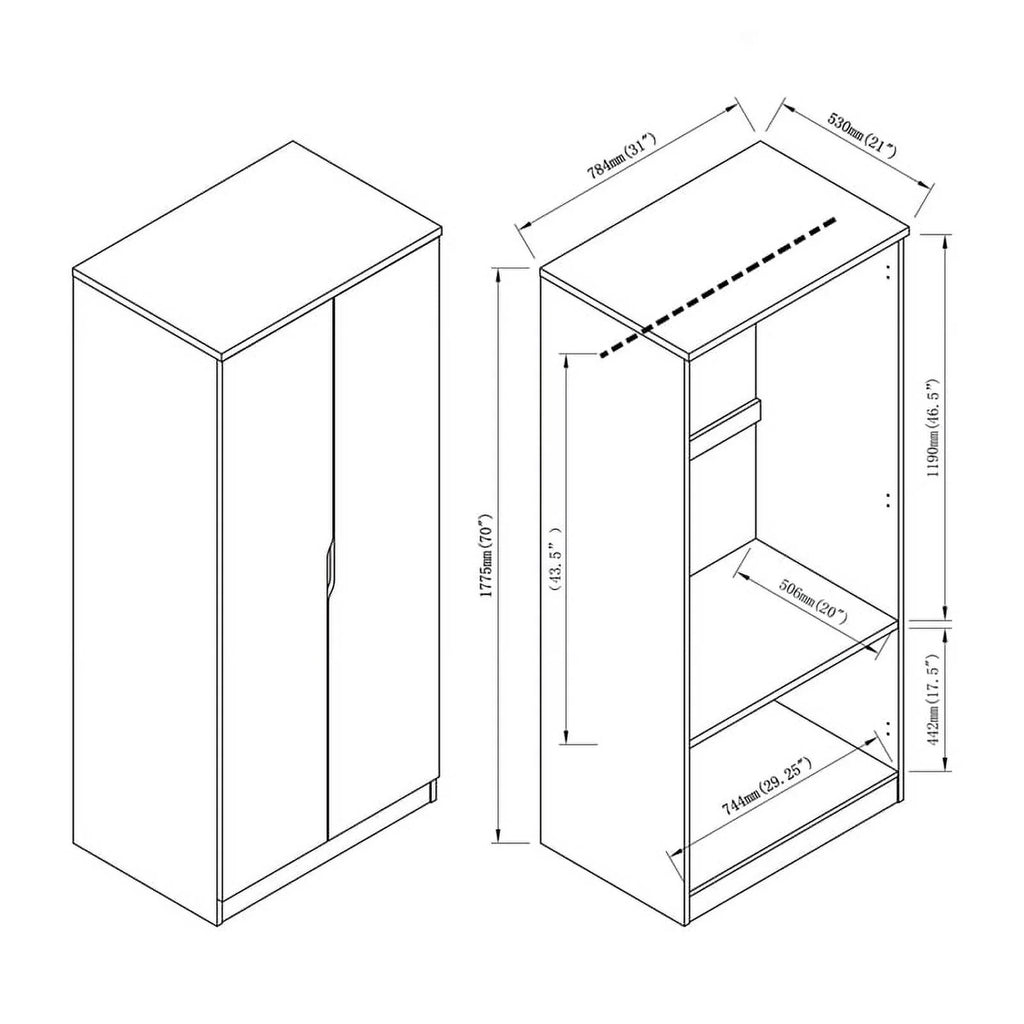 Contemporary Wood Wardrobe in Distressed Gray V946