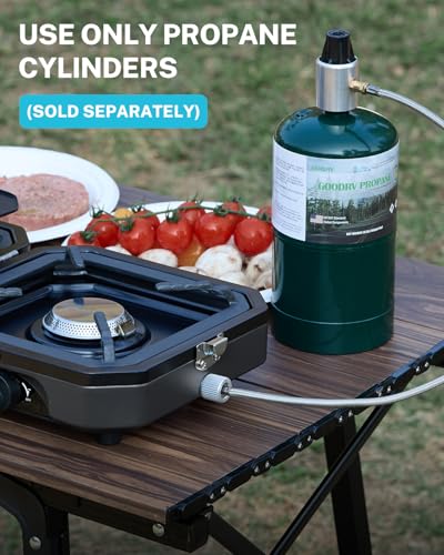 2 Burner Propane Camping Stove with Griddle & Grates Q971