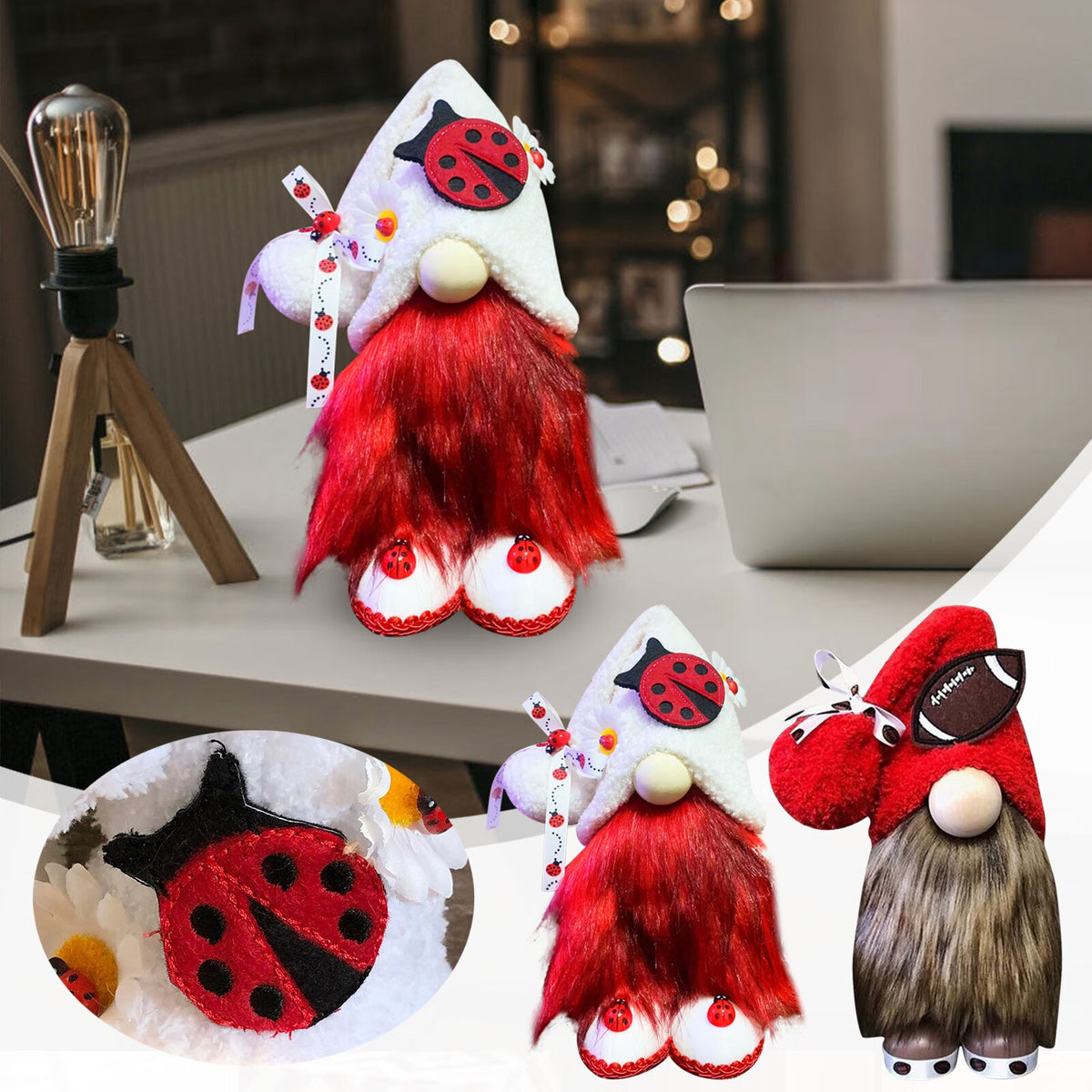 Ladybugs Daisy Gnome Holiday Ornament Doll Decorations F13602