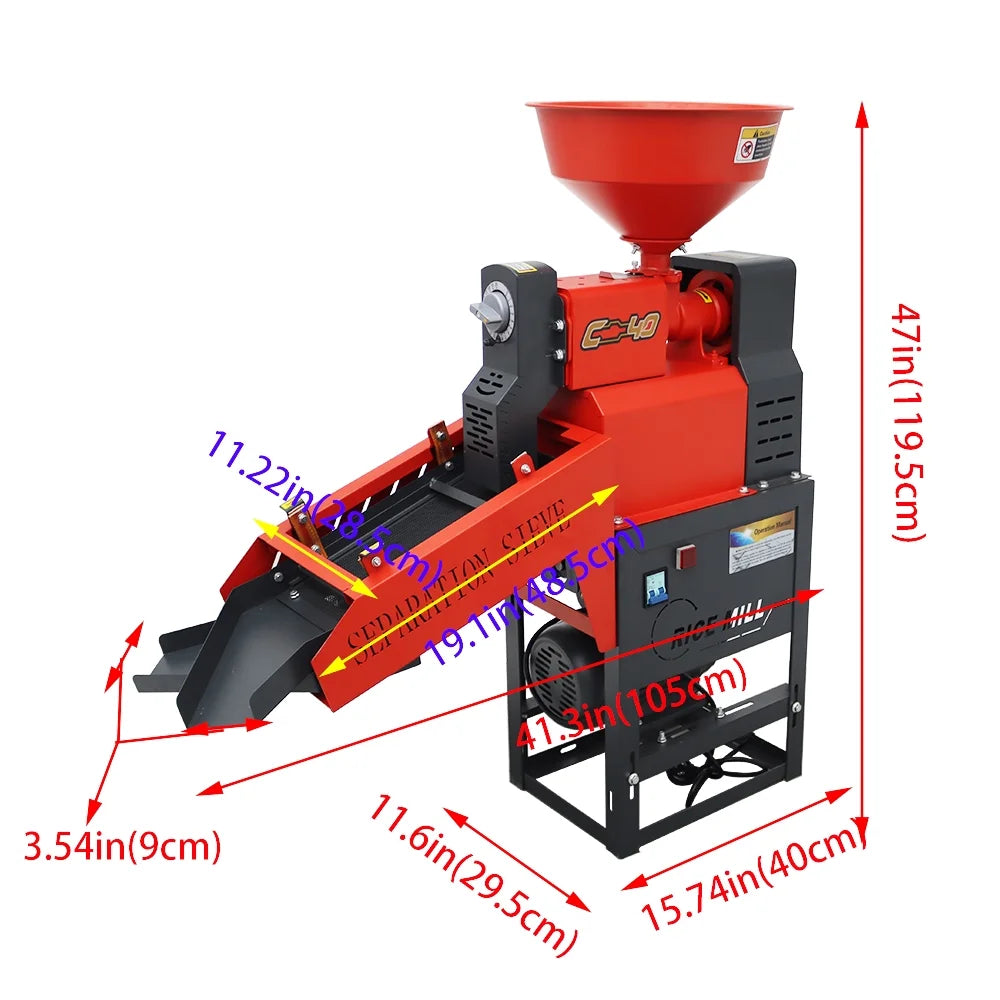 Rice Milling Machine with Vibrating Screen 220V P2142